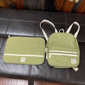 Chic Olive Backpack and Pouch Set